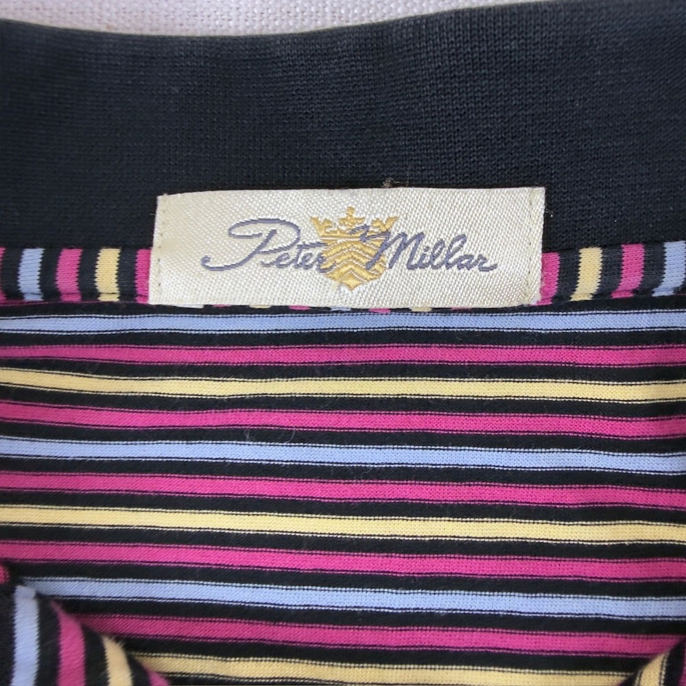 Peter Millar Mens XL Polo Shirt Double Mercerized Cotton Striped Short Sleeve - Picture 3 of 12